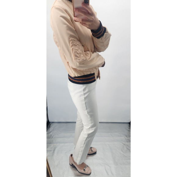 NWD Coach 1941 Women's Satin Cropped Bomber Jacket Size 2 Beige #2G413 - Picture 3 of 12